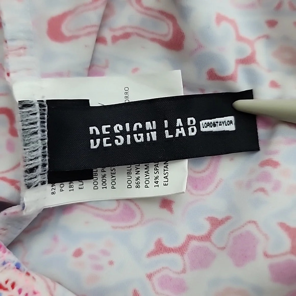 Design Lab Tankini Swim Top Pink Blue Paisley Underwire Push Up Cups Size Large - Picture 9 of 13